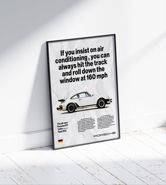 Vintage Porsche 911 Turbo Newspaper Poster