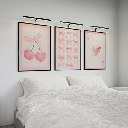 'Cherry & Bow' Set Of 3 Posters