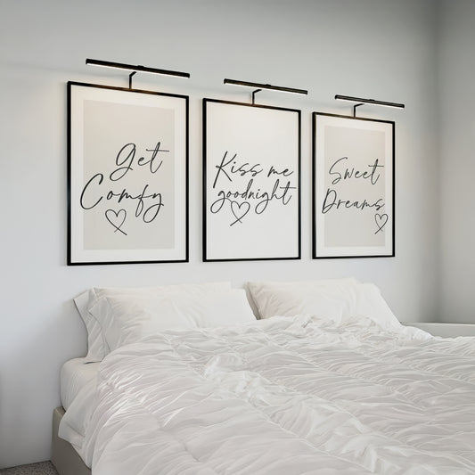 'Get Comfy, Kiss Me, Sweet Dreams' Set Of 3 Posters